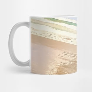 Sea waves foam, foam, tropical, sea, waves, wave, beach, ocean, summer, seascape, nature, water, travel, bronze, art, surf, color, watercolor, tan, Mug